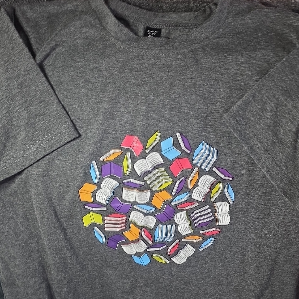 SHEIN Gray T-Shirt with Colorful Graphic